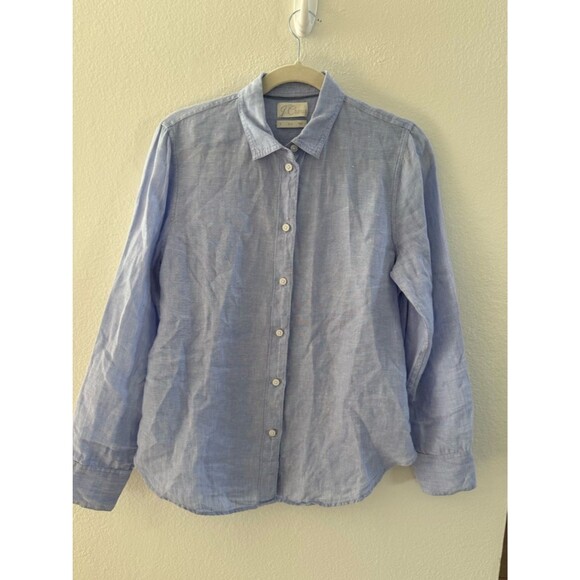 J. Crew Tops - J. Crew Baird McNutt Irish Linen Slim Light Blue Button-Down Shirt Size 8